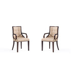 Manhattan Comfort - Lot de 2 fauteuils de salle à manger traditionnels Fifth Avenue 57 cm, revêtement simili cuir et velours, coloris beige-Fauteuil de salle à manger traditionnel pour usage en salle à manger lot de 2