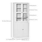 HOMCOM - Bibliothèque armoire de rangement 71 po avec portes et étagères - blanc-Les panneaux de l'armoire supérieure sont réglables pour répondre à différents besoins de rangement 
