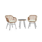 Manhattan Comfort - Ensemble de salon de patio moderne Antibes pour 2 personnes avec table d’appoint - beige et crème - ensemble de 3 pièces-Ensemble de patio moderne 3 pièces avec 2 fauteuils et 1 table d’appoint