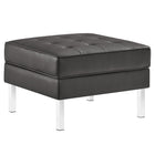 Modway - Loft Touffe Cuir végane Ottoman - Gris argenté-Ottoman du milieu du siècle
