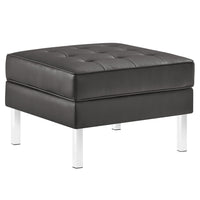 Modway - Loft Touffe Cuir végane Ottoman - Gris argenté-Ottoman du milieu du siècle