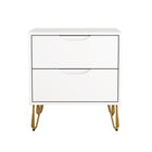 Manhattan Comfort - Table de nuit Avira 20" style mid-century moderne à 2 tiroirs - Blanc-Table de nuit propre et moderne avec une finition en stratifié lisse pour un aspect chaleureux et naturel