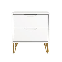 Manhattan Comfort - Table de nuit Avira 20" style mid-century moderne à 2 tiroirs - Blanc-Table de nuit propre et moderne avec une finition en stratifié lisse pour un aspect chaleureux et naturel