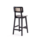 Manhattan Comfort - Tabouret de comptoir Versailles 15,75" style industriel chic - noir et cannage naturel - lot de 3-Livré chez vous entièrement assemblé ! Aucun assemblage requis