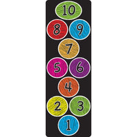 Ashley Productions - Smart Poly The Original Fun Mat - Coureur de Tapis - 15 -5" x 47" - Nombres 1-10 - Cercles de Craie Colourés-Mesures et design : Le tapis de course à cercles de craie colourés mesure 15,5 po x 47 po, chiffres 1 à 10.