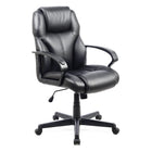 Chaise de bureau de direction en similicuir de CorLiving - Noir-Le siège et le dossier en mousse enveloppée de PU noir sont durables et durables