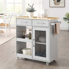Modway - Culinary Chariot de cuisine avec barre à serviettes, Gris clair naturel-Panneau de particules et papier stratifié