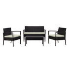 Manhattan Comfort - Ensemble de conversation moderne Noli pour patio, 4 personnes, avec table basse - noir et crème - ensemble de 4-Ensemble de conversation moderne d'extérieur 4 pièces avec 2 fauteuils, 1 canapé et 1 table basse