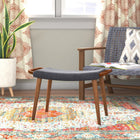Manhattan Comfort - Geta pouf rembourré tissé en lin de style milieu du siècle 25,2" - charbon et noyer antique-Cadre en bois de frêne massif et fini en noyer antique riche