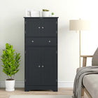 HOMCOM - Armoire de cuisine 50,5 po avec portes et étagère réglable - noir-Surface recouverte de mélamine résistante aux rayures et facile à nettoyer 