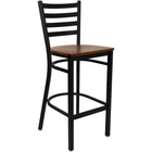 Flash Furniture – Tabouret de bar pour restaurant HERCULES en métal, dossier à traverses horizontales noires, assise en cerisier-Tabouret de bar en métal