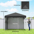 Outsunny - Tente auvent pliante 10 pi l x 10 pi L avec parois latérales amovibles et sac de transport - Noir-Équipé d’un sac à roulettes pour un transport facile