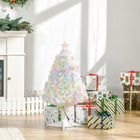 HOMCOM - Arbre de Noël Artificiel Pré-illuminé 2 - 5 Pieds pour Table - Blanc-85 branches en plastique durables et réalistes pour une utilisation durable 