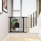 PawHut - Barrière pour animaux de compagnie extra large 30"-41" avec petite porte - 30"L - Noir-Espacement des barres : 2,2 po (5,7 cm), espacement porte-cadre : 2,2 po (5,5 cm), largeur d’ouverture : 23,6 po (60 cm)
