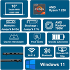 Dell - Boîte ouverte 16 16 po ordinateur portable tactile - AMD Ryzen 7 250 - SSD de 1 To - 16 Go de RAM - Windows 11 Famille-6