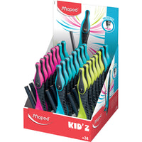 Maped - Boussole Kid'Z avec support universel, paquet de 24-Durable et amusante, la Boussole Kid'Z avec support universel est dotée d'une tête ergonomique et d'une poignée antidérapante ; parfait pour les petites mains !
