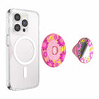 PopSockets - PopGrip pour MagSafe rond avec anneau adaptateur Pink Relief-Fonctionne comme un support pratique pour regarder des vidéos à tout moment.