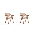 Manhattan Comfort - Lot de 2 chaises de salle à manger avec accoudoirs Hamlet 19,67 po style industriel chic - Nature-Chaise de salle à manger moderne au style industriel chic avec assise en cannage idéale pour la salle à manger lot de 2