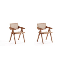 Manhattan Comfort - Lot de 2 chaises de salle à manger avec accoudoirs Hamlet 19,67 po style industriel chic - Nature-Chaise de salle à manger moderne au style industriel chic avec assise en cannage idéale pour la salle à manger lot de 2