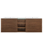 Modway - Render Évier double mural de 62" Vanette de salle de bain - Blanc noyer-8