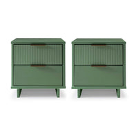 Manhattan Comfort - Table de nuit moderne Granville 18,11" à 2 tiroirs - Vert sauge - Lot de 2-Moderne-contemporain avec une touche de glamour - Table de nuit pour chambre et salon, lot de 2