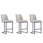 Manhattan Comfort - Serena tabouret de comptoir moderne de 45 cm en similicuir rembourré - gris clair - lot de 3-Tabouret de comptoir moderne avec dossier parfait pour le bar et la cuisine - Ensemble de 3