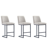 Manhattan Comfort - Serena tabouret de comptoir moderne de 45 cm en similicuir rembourré - gris clair - lot de 3-Tabouret de comptoir moderne avec dossier parfait pour le bar et la cuisine - Ensemble de 3