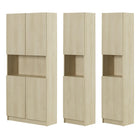 South Shore - Liora - Ensemble bibliothèque et 2 bibliothèques étroites 2 portes modulaire - Chêne blanchi-3 bibliothèques spacieuses : optez pour un lot d’étagères complet afin d’aménager un salon entièrement à votre goût. Ce produit comprend une bibliothèque 4 portes et deux étagères étroites 2 portes.