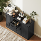 HOMCOM - Buffet moderne 47 po avec tiroirs et portes de rangement - grain de bois noir-Glissières métalliques lisses et charnières réglables assurent une utilisation quotidienne pratique