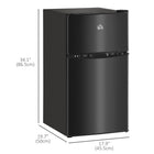 HOMCOM - Mini-réfrigérateur 3,2 pi³ avec congélateur et portes réversibles - noir-Comprend 2 étagères ajustables, un tiroir à légumes et des balconnets de porte 