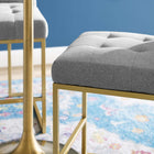Modway - Privy Tissu rembourré Tabouret de comptoir - Or gris clair - Ensemble de 2-Base géométrique en acier inoxydable doré