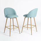 Homy Casa - Tabourets de Bar 26'' avec Siège Tissu Bleu - Paquet de 2-Design Confortable : Dossier courbé ergonomique et siège rembourré pour un confort optimal.