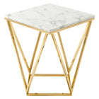 Modway - Vertex Métal d’or Acier inoxydable Table d’appoint - Or Blanc-Table basse géométrique