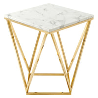 Modway - Vertex Métal d’or Acier inoxydable Table d’appoint - Or Blanc-Table basse géométrique