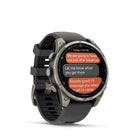 Garmin - Montre connectée GPS multisports fēnix 8 Pro - 47 mm - Titane avec bracelet graphite/silicone noir-MESSAGERIE PAR SATELLITE - Lorsque vous vous aventurez dans des endroits hors réseau, y compris jusqu'à 50 milles au large, la technologie inReach de la montre vous permet d'envoyer des messages et de recevoir des suivis de localisation - une fois que vous avez établi un lien satellite - sans avoir besoin d'une connexion téléphonique.