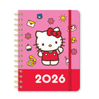 Orange Circle Studio - 2026 Agenda souple et compact de luxe - 5,7 po x 7,6 po - Hello Kitty-Doté d’une bande élastique pour la fermeture et d’une pochette de rangement intérieure