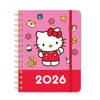 Orange Circle Studio - 2026 Agenda souple et compact de luxe - 5,7 po x 7,6 po - Hello Kitty-Doté d’une bande élastique pour la fermeture et d’une pochette de rangement intérieure