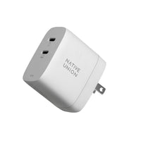 Native Union - Chargeur Mural 67W PD GaaN - Blanc-Débloquez l'alimentation électrique pour les ordinateurs portables, tablettes, téléphones, stations météo de type C et bien plus encore. Chargez jusqu'à 2 appareils à la fois avec 2 ports USB-C