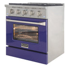 Kucht - 30 po Série KNG Cuisinière Pro Style au gaz propane - Acier inoxydable/Bleu-Grilles de cuisson robustes en fonte résistantes à la chaleur intense permettant de déplacer les ustensiles d’un brûleur à l’autre sans les soulever