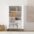 Manhattan Comfort - Armoire de décoration moderne Abbey 31,5 po - Blanc-Portes élégantes sans poignées pour un aspect épuré et dégagé