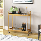 Hudson&Canal - Chariot de bar Cooper 33" de largeur - Laiton-Dimensions du produit : 14" L x 33" l x 35" H