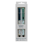 General Supply Goods + Co - Stylo à bille vissable - 1,0 mm - bleu - floral - paquet de 2  -Stylo à bille