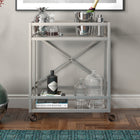 Hudson&Canal - Chariot-bar Wilson 30 po de largeur - Nickel satiné-Caractéristiques assemblage facile