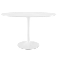 Modway - Lippa Ovale de 48 po Bois Table à manger, Blanc-Table à manger moderne