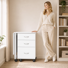 HOMCOM - Bureau d’ordinateur pliable mobile avec 3 tiroirs et roulettes - grain de bois blanc-Dimensions : 42,1 po L x 19,7 po l x 28,3 po H, ce bureau pliant convient à un usage individuel