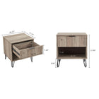 Manhattan Comfort - Dumbo table de chevet moderne 1 tiroir et commode 3 tiroirs - gris rustique - ensemble de 2-Pieds en métal doré élégants évasés ajoutant un design mode sans couture et de la durabilité Hauteur des pieds : 18,6 cm