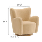 Modway - Montrose Ailier Sherpa Chaise pivotante d’accent - Noyer d’ivoire-Rembourrage sherpa duveteux