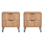 Manhattan Comfort - DUMBO Table de nuit moderne à 2 tiroirs 20,07" - Brun doré - Lot de 2-Moderne-contemporain avec une touche de glamour - Table de nuit pour chambre et salon, lot de 2