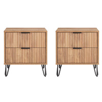 Manhattan Comfort - DUMBO Table de nuit moderne à 2 tiroirs 20,07" - Brun doré - Lot de 2-Moderne-contemporain avec une touche de glamour - Table de nuit pour chambre et salon, lot de 2