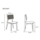 Manhattan Comfort - Lot de 4 chaises de salle à manger Versailles 47 cm style industriel chic - noir et cannage naturel-Cadre en frêne massif américain avec des textures de grain naturelles
